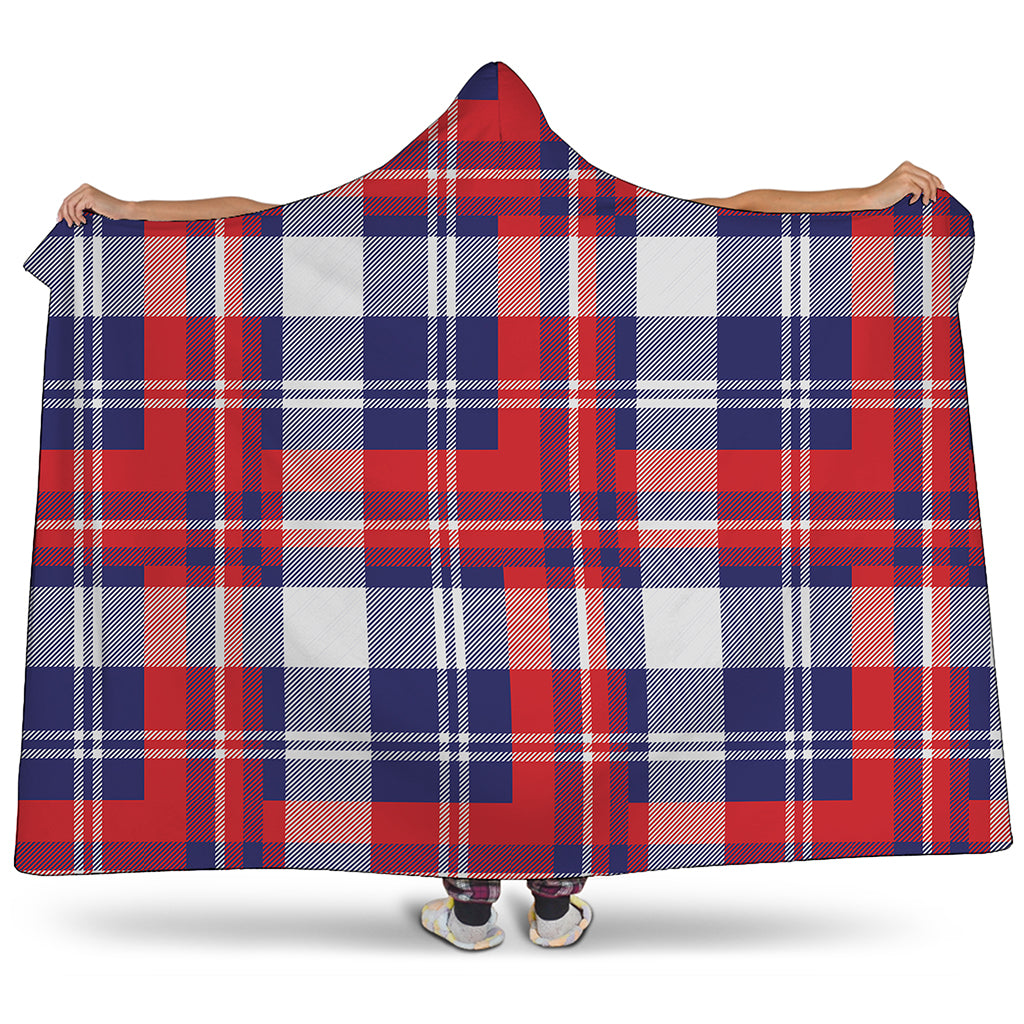 USA Plaid Pattern Print Hooded Blanket