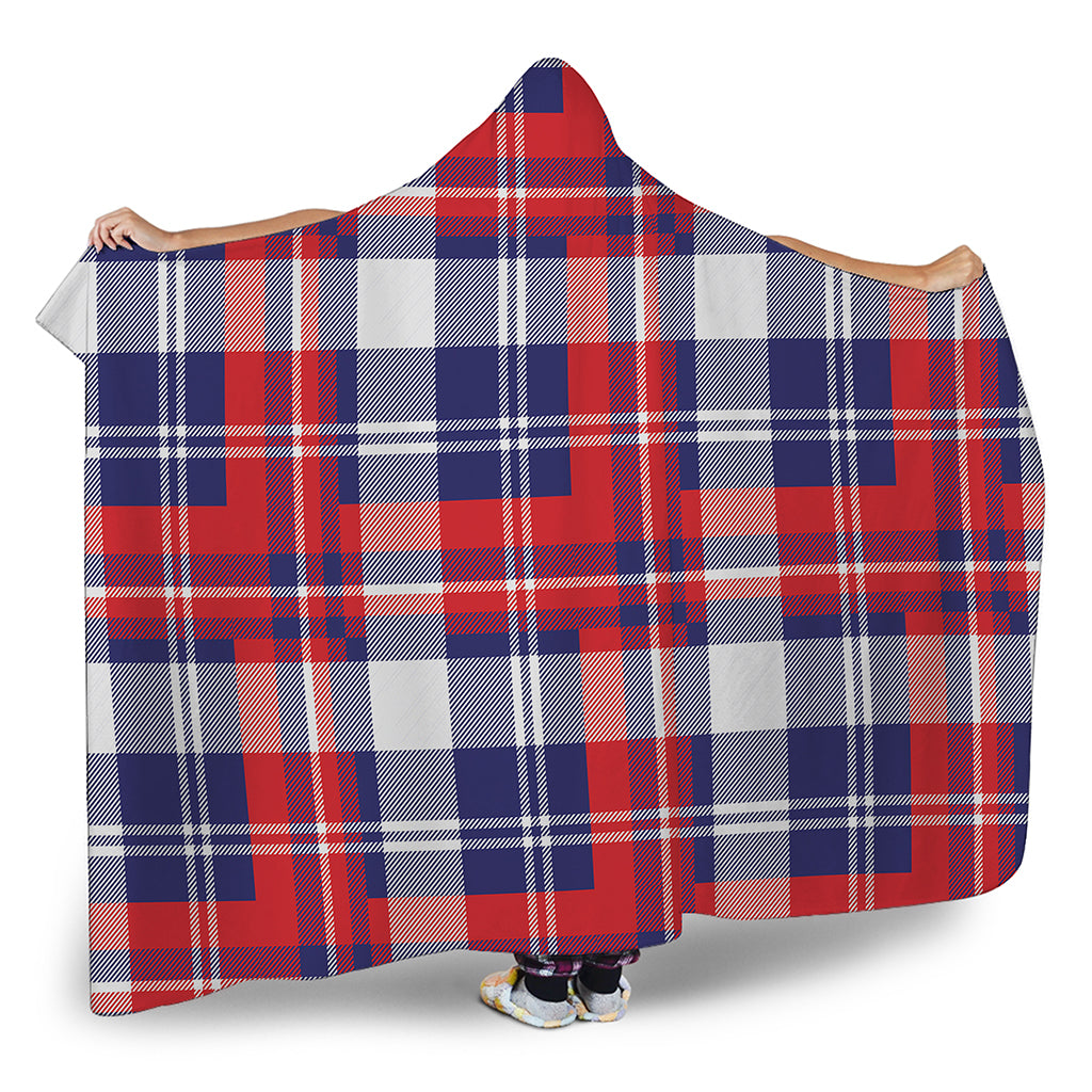 USA Plaid Pattern Print Hooded Blanket