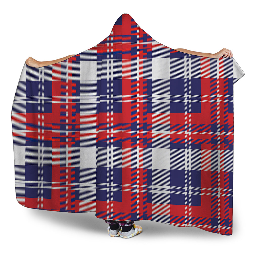 USA Plaid Pattern Print Hooded Blanket