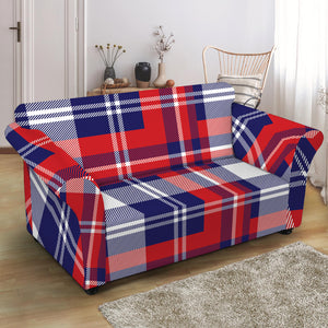 USA Plaid Pattern Print Loveseat Slipcover