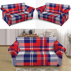 USA Plaid Pattern Print Loveseat Slipcover