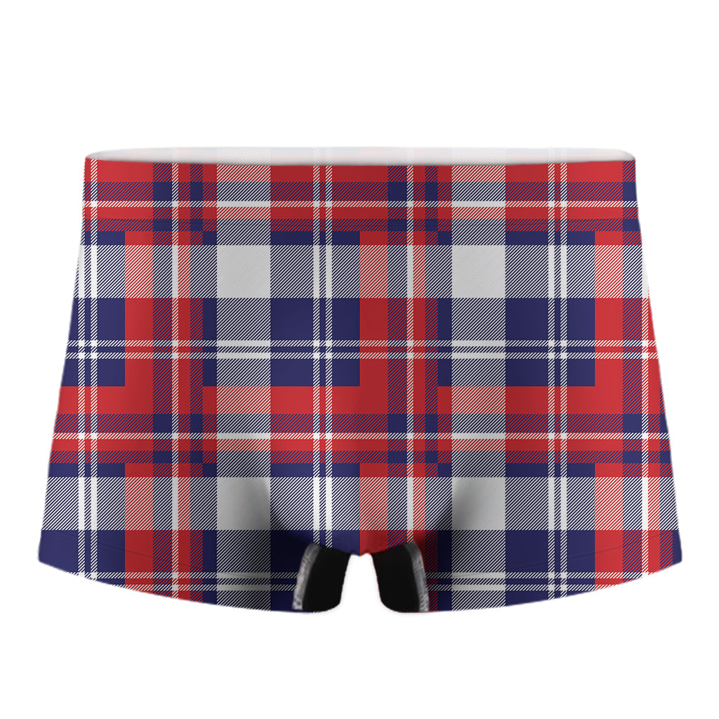 USA Plaid Pattern Print Men's Boxer Briefs