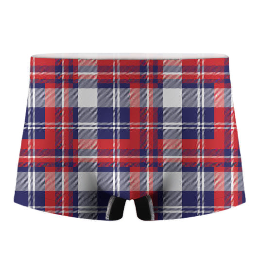 USA Plaid Pattern Print Men's Boxer Briefs