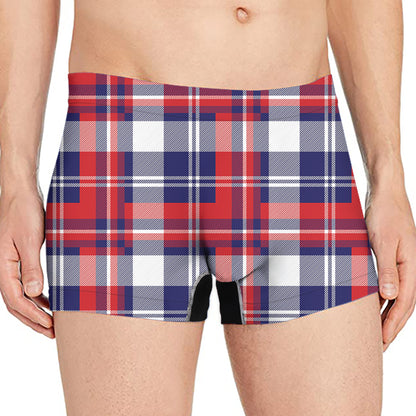 USA Plaid Pattern Print Men's Boxer Briefs