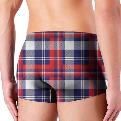USA Plaid Pattern Print Men's Boxer Briefs