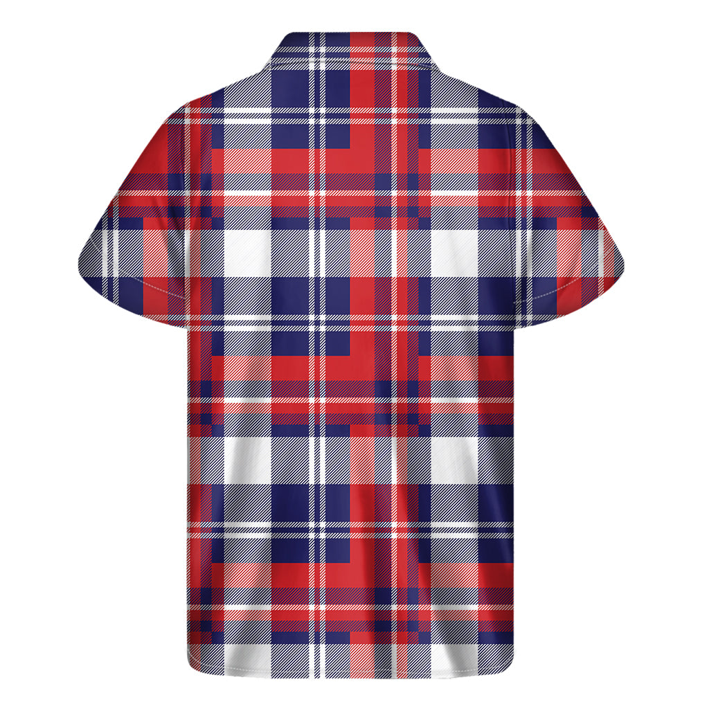 USA Plaid Pattern Print Men's Short Sleeve Shirt