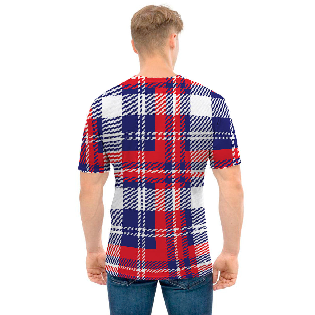 USA Plaid Pattern Print Men's T-Shirt