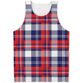 USA Plaid Pattern Print Men's Tank Top