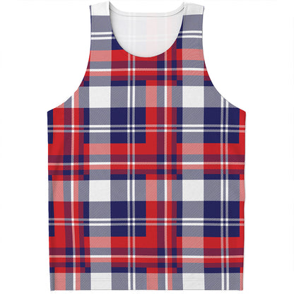 USA Plaid Pattern Print Men's Tank Top