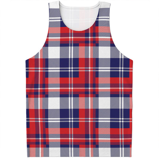 USA Plaid Pattern Print Men's Tank Top