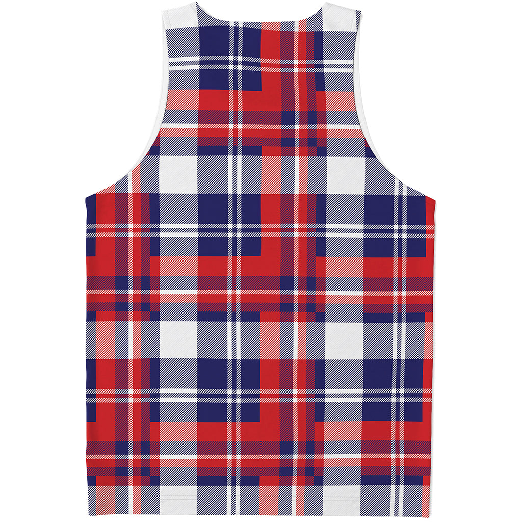 USA Plaid Pattern Print Men's Tank Top