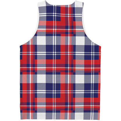 USA Plaid Pattern Print Men's Tank Top