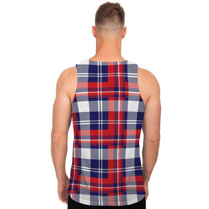 USA Plaid Pattern Print Men's Tank Top