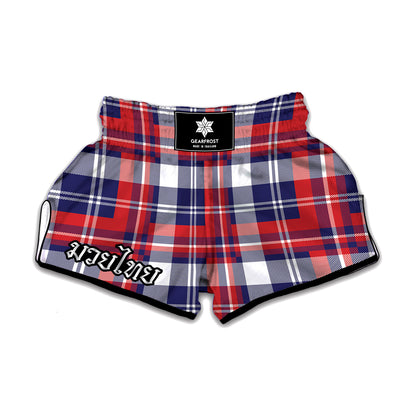 USA Plaid Pattern Print Muay Thai Boxing Shorts