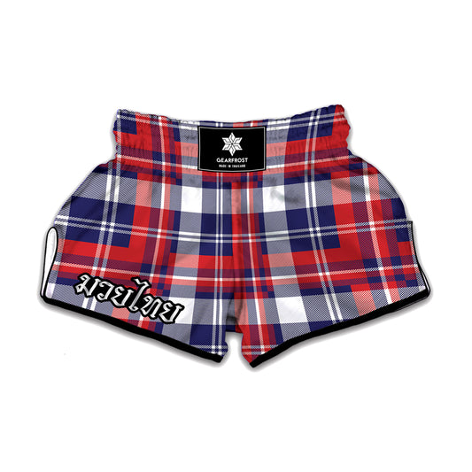 USA Plaid Pattern Print Muay Thai Boxing Shorts