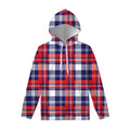 USA Plaid Pattern Print Pullover Hoodie