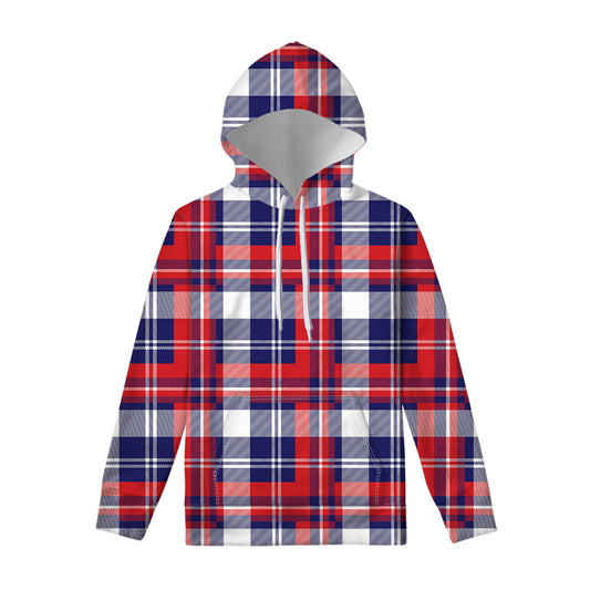 USA Plaid Pattern Print Pullover Hoodie