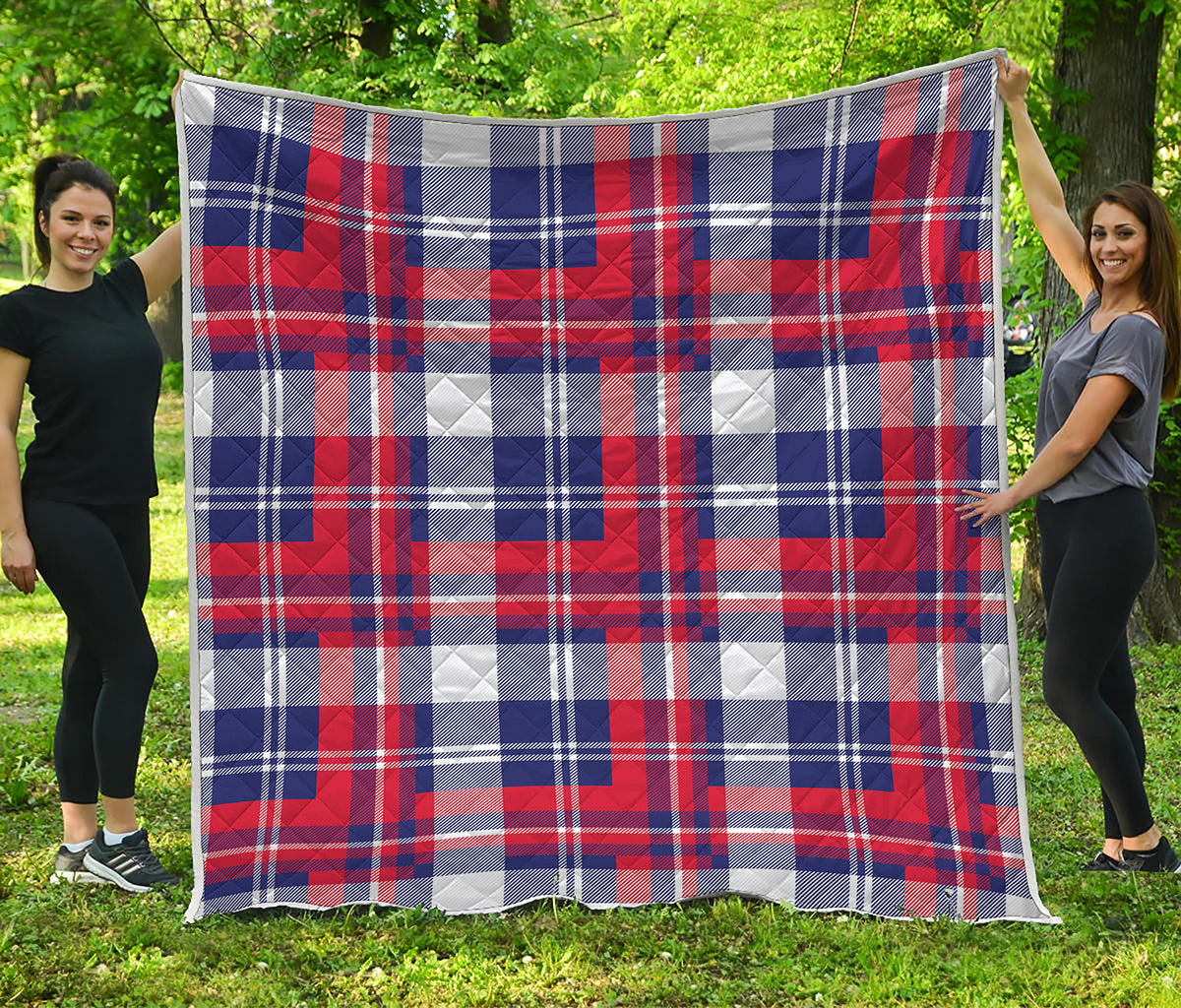 USA Plaid Pattern Print Quilt