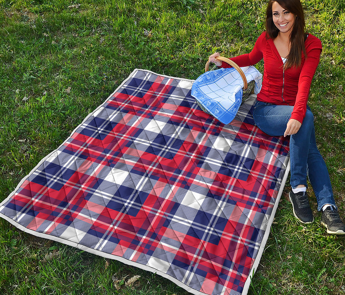 USA Plaid Pattern Print Quilt