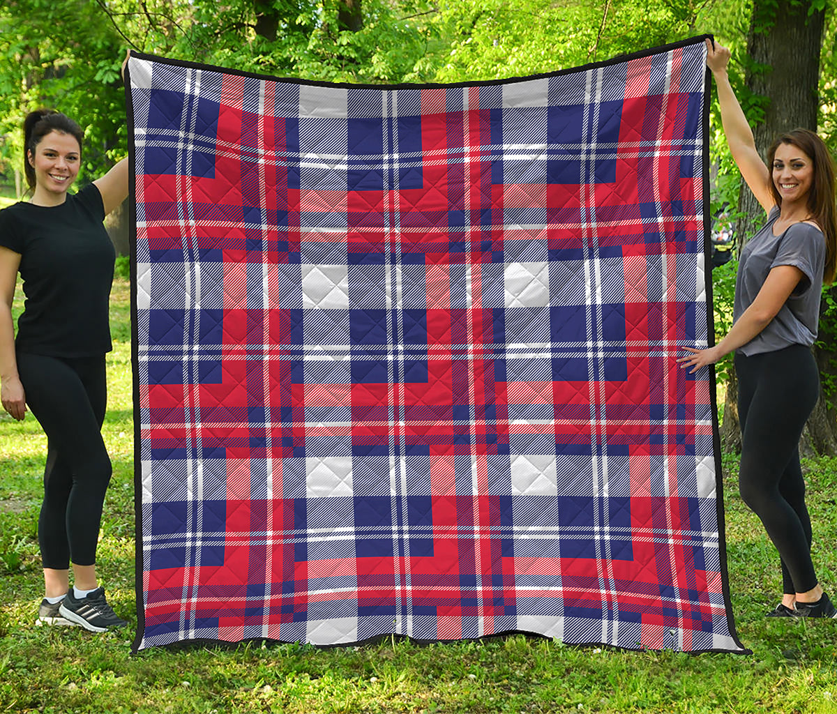 USA Plaid Pattern Print Quilt