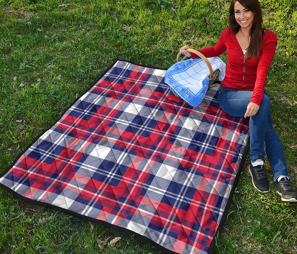 USA Plaid Pattern Print Quilt