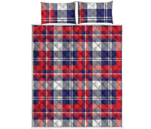 USA Plaid Pattern Print Quilt Bed Set