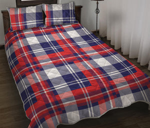 USA Plaid Pattern Print Quilt Bed Set