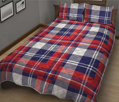 USA Plaid Pattern Print Quilt Bed Set