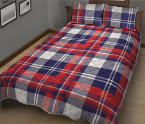 USA Plaid Pattern Print Quilt Bed Set