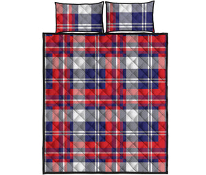 USA Plaid Pattern Print Quilt Bed Set