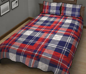 USA Plaid Pattern Print Quilt Bed Set