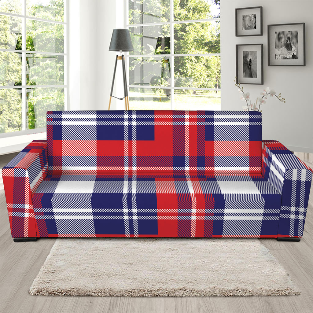 USA Plaid Pattern Print Sofa Slipcover