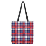 USA Plaid Pattern Print Tote Bag