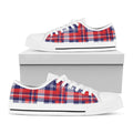USA Plaid Pattern Print White Low Top Sneakers