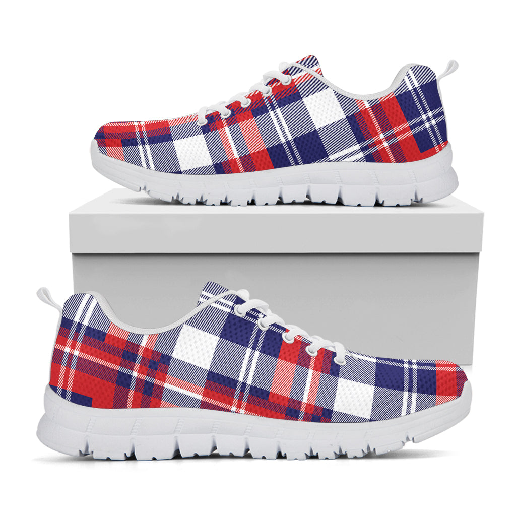 USA Plaid Pattern Print White Sneakers