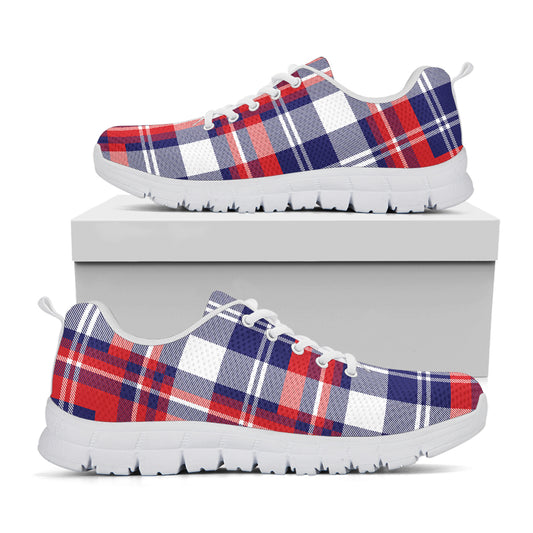 USA Plaid Pattern Print White Sneakers