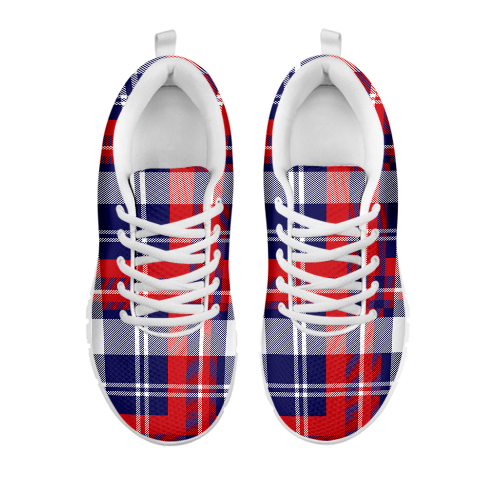 USA Plaid Pattern Print White Sneakers