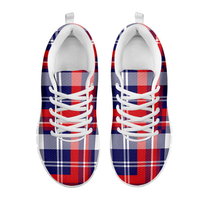 USA Plaid Pattern Print White Sneakers