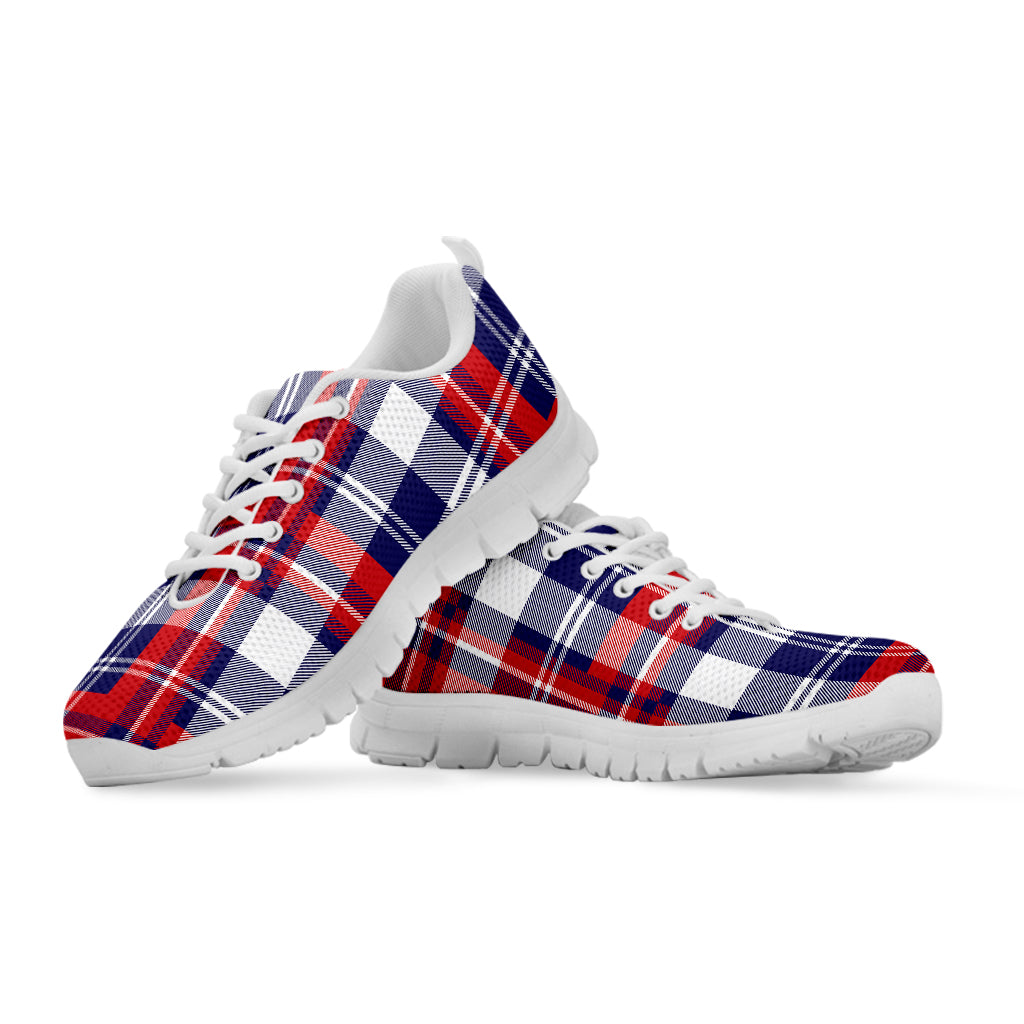USA Plaid Pattern Print White Sneakers