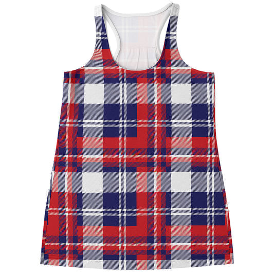 USA Plaid Pattern Print Women's Racerback Tank Top