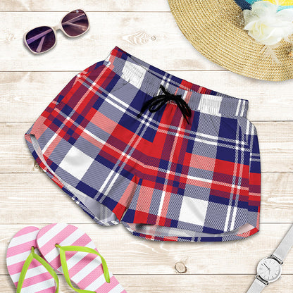 USA Plaid Pattern Print Women's Shorts