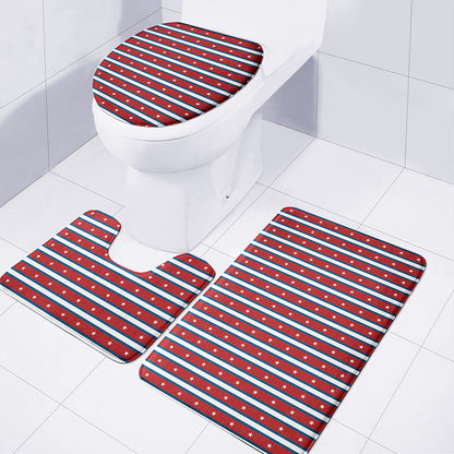 USA Striped Pattern Print 3 Piece Bath Mat Set