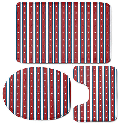USA Striped Pattern Print 3 Piece Bath Mat Set