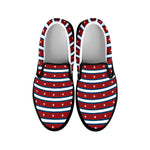USA Striped Pattern Print Black Slip On Shoes