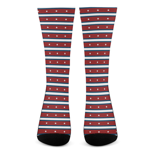 USA Striped Pattern Print Crew Socks