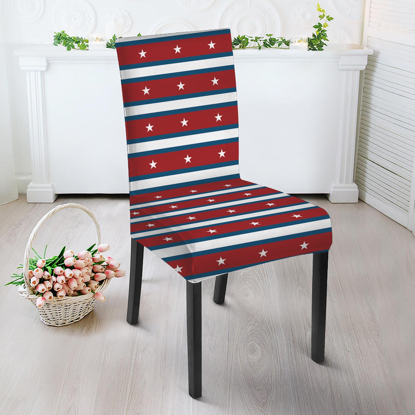 USA Striped Pattern Print Dining Chair Slipcover