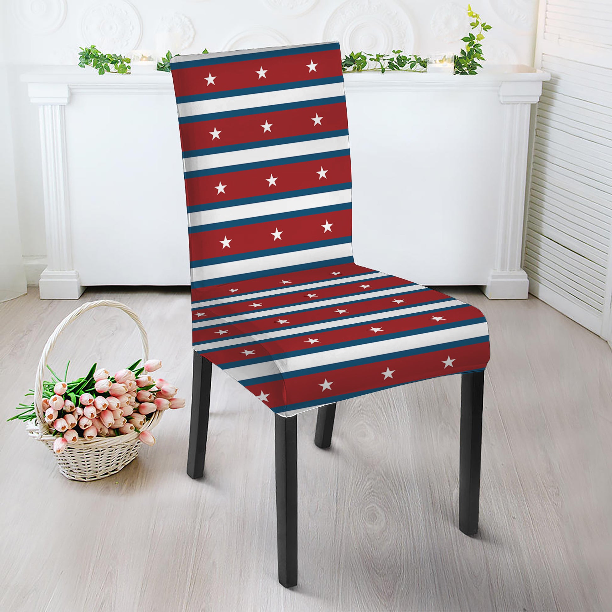 USA Striped Pattern Print Dining Chair Slipcover