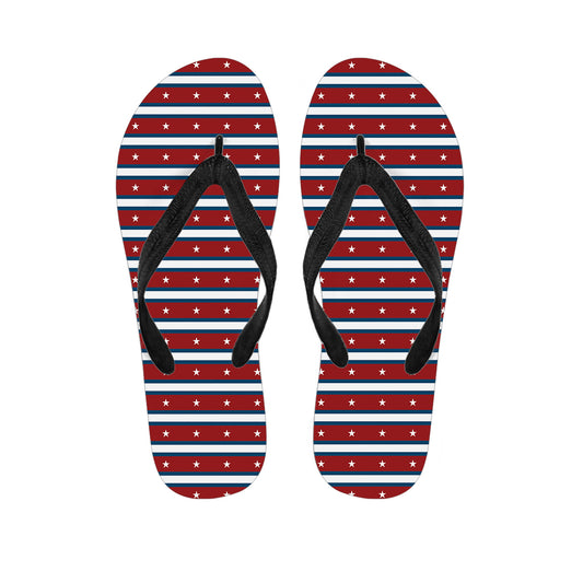 USA Striped Pattern Print Flip Flops