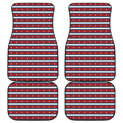 USA Striped Pattern Print Front and Back Car Floor Mats