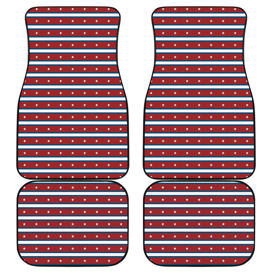 USA Striped Pattern Print Front and Back Car Floor Mats